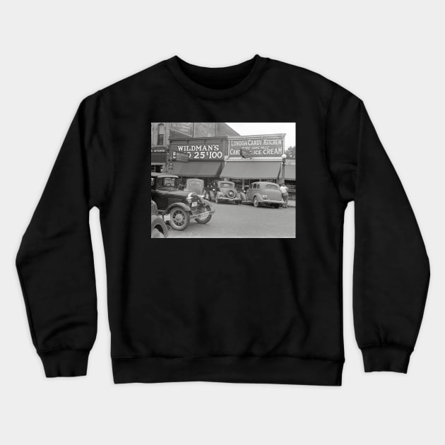 Candy & Ice Cream Shop, 1938. Vintage Photo Crewneck Sweatshirt by historyphoto